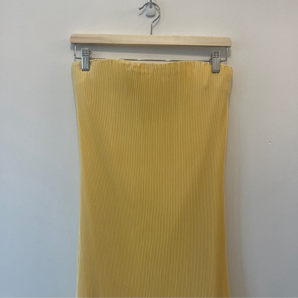 Abercrombie & Fitch Giselle Pleated Midi Dress strapless yellow Small Petite - Picture 4 of 9